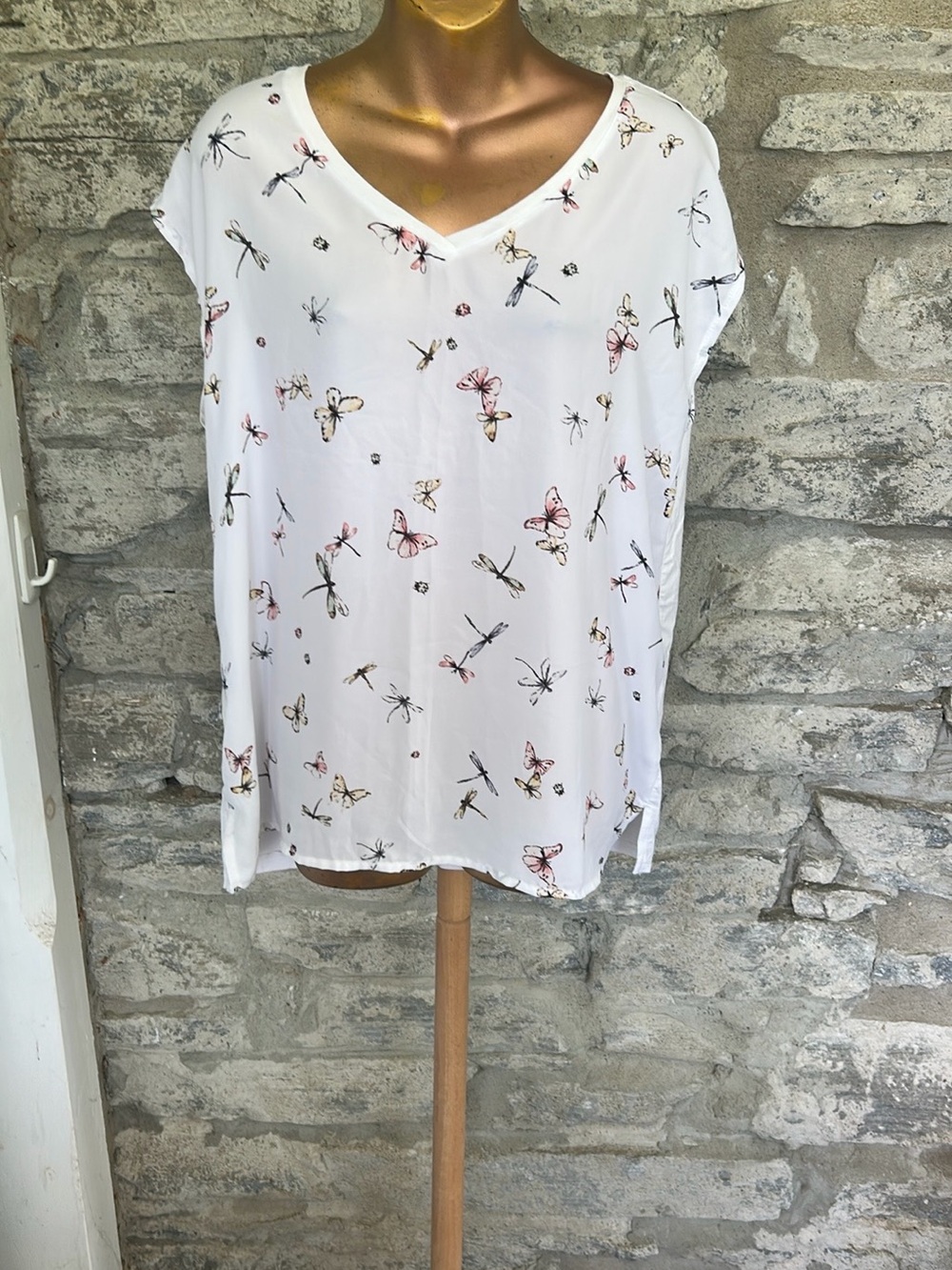Butterfly Print V-Neck Women's Top